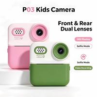 Appareil photo instantané pour enfants P03, double objectif, écran IPS 2,4 pouces, 1300 mAh, impression thermique couleur et noir et blanc avec Type-C