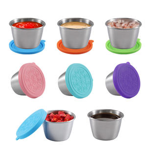 Recipiente cuadrado de acero inoxidable de 6 oz para almacenar alimentos, lonchera, contenedor para salsas y aperitivos con tapa de silicona, apto para la cocina. - Product Image 3