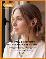 Écouteurs intra-auriculaires filaires de type C avec logo personnalisé JOKADE OEM, microphone intégré, contrôle du volume, câble tressé