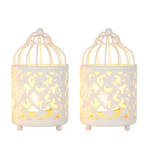 Bougeoir en métal creux Cage à oiseaux Vintage chandelier lanterne suspendue pour la maison décoration de mariage vacances