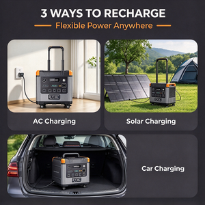 Estación de Energía Portátil Recargable de 2000W 2201WH con Panel Solar, Carga Rápida para el Hogar, Camping, Emergencias, con Rueda Incluida - Product Image 5