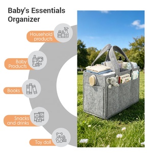 Sac de rangement pour couches de voyage en <span class=keywords><strong>feutre</strong></span> avec séparateurs, <span class=keywords><strong>lavable</strong></span>, pliable, multifonctionnel, indispensable pour les voyages, organiseur de couches pour bébé - Product Image 3