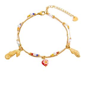 Seahorse Pearl <b>Shell</b> Charm <b>Bracelet</b> 18K Gold Plated Zinc Alloy Fashion Jewelry Gift for Women - Product Image 5