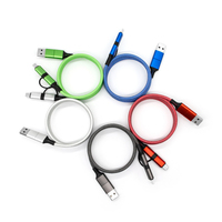 Kabel Pengisian Daya Cepat Magnetik 60W Warna-warni 4 in 1 Kabel Data Nylon Tahan Lama Tipe C 1m untuk Komputer Smartphone