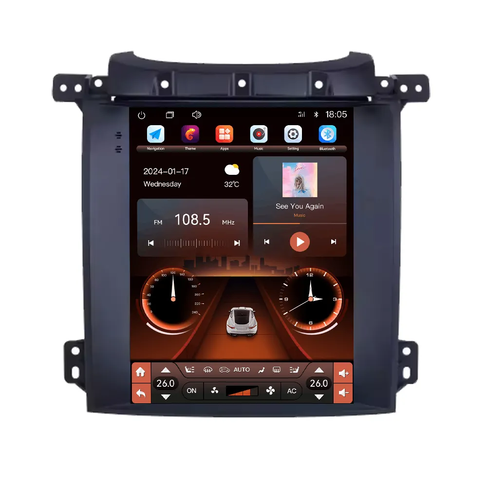 Pemutar Multimedia GPS Android 13 layar 10.4 inci mode tinggi pemutar Video Radio mobil Stereo untuk Hyundai Sorento 2004-2008