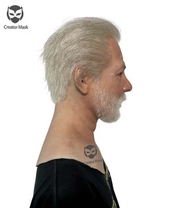 Masque de tête réaliste en silicone de haute qualité <span class=keywords><strong>pour</strong></span> <span class=keywords><strong>Halloween</strong></span> et Pâques, avec cheveux et barbe, <span class=keywords><strong>pour</strong></span> simulation de vieil homme, accessoire de <span class=keywords><strong>maquillage</strong></span> et de jeu de rôle, <span class=keywords><strong>pour</strong></span> mascarade - Product Image 3