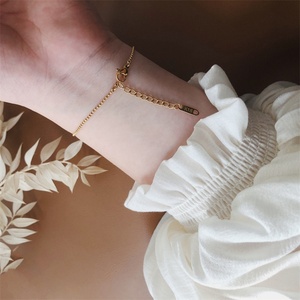 Minimalist Style Fashion Jewelry <b>Bracelet</b> Gold Plated Paperclips Rolo Chains Zircon <b>Bracelet</b> for Women - Product Image 5