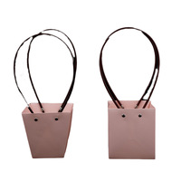 Evergreenwrap Wholesale Christmas Pink Kraft Paper Tote Bags Square Thick Waterproof Mini Bouquet Gift Bags