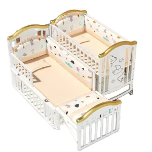 New Popular European Style Solid Wood Baby Crib Beautiful Baby Bed Set With Wheels For Newborn