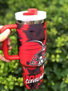 Tazze Personalizzate da 40oz in Acciaio Inox con Stampa Patriottica, Bicchieri della Squadra di Football della New England con Manico - Product Image 3