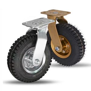 Rueda Giratoria Neumática de Goma Negra <span class=keywords><strong>Dorada</strong></span> de Alta Resistencia, 10 Pulgadas, para Exteriores, Carga de 300 kg, Placas (360) ° Ruedas con Freno - Product Image 3