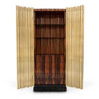 Armoire élégante inspirée de la musique, placage en laiton plaqué or, fabrication artisanale, meubles de luxe pour salon, armoire de rangement
