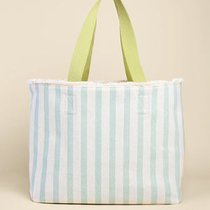 Bolsa de Lona a Rayas con Bordado de Palmera, Gran Capacidad, con Flecos, para la Playa o <span class=keywords><strong>Vacaciones</strong></span> - Product Image 2