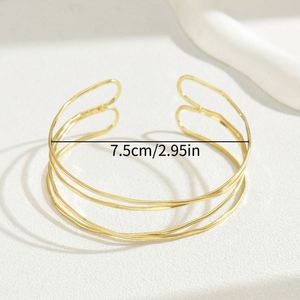 Bazaar Japanese-Korean Style Ins Simple Niche Multi-Layer High-Level Design Alloy <b>Arm</b> Ring Geometric Line Fashion <b>Cuff</b> Bracelets - Product Image 4