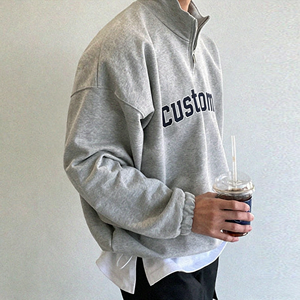 Felpa con Cappuccio Personalizzata da Uomo di Alta Qualità, 100% Cotone, con Logo Personalizzato, Mezza Zip, Stile Polo - Product Image 2