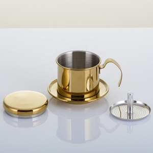 GOLD Coating <span class=keywords><strong>Filtre</strong></span> pour <span class=keywords><strong>cafetière</strong></span> vietnamienne Phin Petite <span class=keywords><strong>tasse</strong></span> portable à presse française - Product Image 3