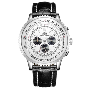 Reloj Paulareis, Elegante y Lujoso, Antiguo, Automático, Mecánico, de Acero Inoxidable, con Correa de Cuero Genuino Negro, Resistente al Agua - Product Image 1