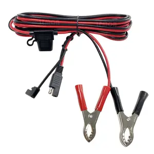 Automotive wiring harness Alligator clamp battery charger to SAE male plug with fuse holder