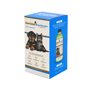Boîte en carton à couvercle rabattable, impression couleur bleu et blanc, pour emballage de produit <span class=keywords><strong>vétérinaire</strong></span> liquide <span class=keywords><strong>vermifuge</strong></span> pour chats et chiens. - Product Image 4