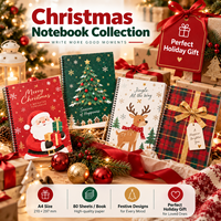 Carnet A4 festif à spirale, 80 feuilles, motif flocon de neige, bloc-notes cadeau de Noël pour l'écriture et le journalisation des fêtes