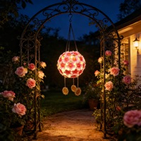 Lampu Hias Gantung Tahan Air IP65 Bentuk Balon Udara Kelopak Bunga Logam Tenaga Surya, Laris untuk Taman, Pernikahan, Kafe Penda