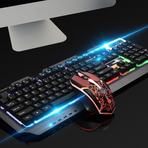 Leadike 828 Metal Backlit Gaming Keyboard Mouse <b>USB</b> Wired RGB 104 <b>Keys</b> Combo For CF LOL - Product Image 1