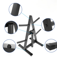 Support de rangement triangulaire multi-niveaux en acier et caoutchouc pour haltères et plaques de poids, équipement de gym OEM en forme de A