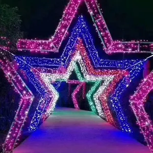 Su misura paesaggio di natale decorazione di nozze di natale strada tema commerciale luce 3D forma di stella gigante