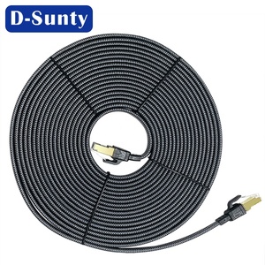 D Sunty Cat8 Patch <b>Cord</b> Flat Ethernet Cable Gray <b>Braided</b> 40Gbps 2000MHz FTP Pure Copper with CE RoHS 30awg - Product Image 4