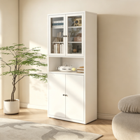 Armoire de rangement autoportante en acier avec porte en verre trempé blanc, bibliothèque et unité de classement pour bureau à domicile et salon