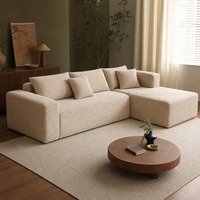 Canapé d'angle confortable en tissu, design sans structure, assise profonde, durable, compressé sous vide, pour salon