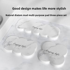 מתקן ספוג לכיור 3 יחידות מגש אבן סופג מים מגש כיור מאבן דיאטומית - Product Image 4