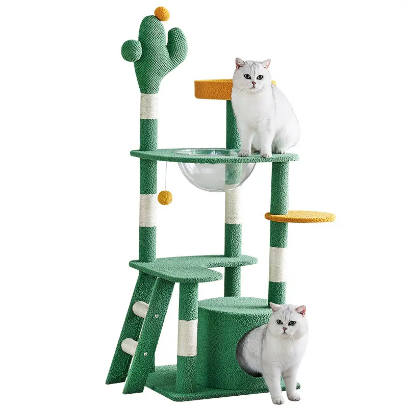 Placa para arranhar gatos Madeira sisal animais de estimação gatos postes de escalada cactus árvores de gatos