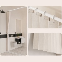 Rideau de douche magnétique pliable en faux lin, imperméable, anti-moisissure, séparateur humide/sec pour salle de bain, taille personnalisée