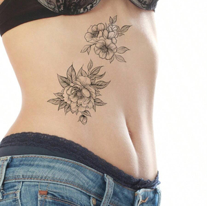 Impermeabile elegante inchiostro nero temporaneo tatuaggio adesivi floreali di lunga durata Body <span class=keywords><strong>Art</strong></span> per feste faccia di carta ispirata alla natura - Product Image 2