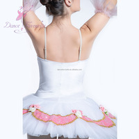 Tutu de ballet pré-professionnel BLL058 en velours blanc avec corsage en dentelle à paillettes, tenue de scène pour la danse