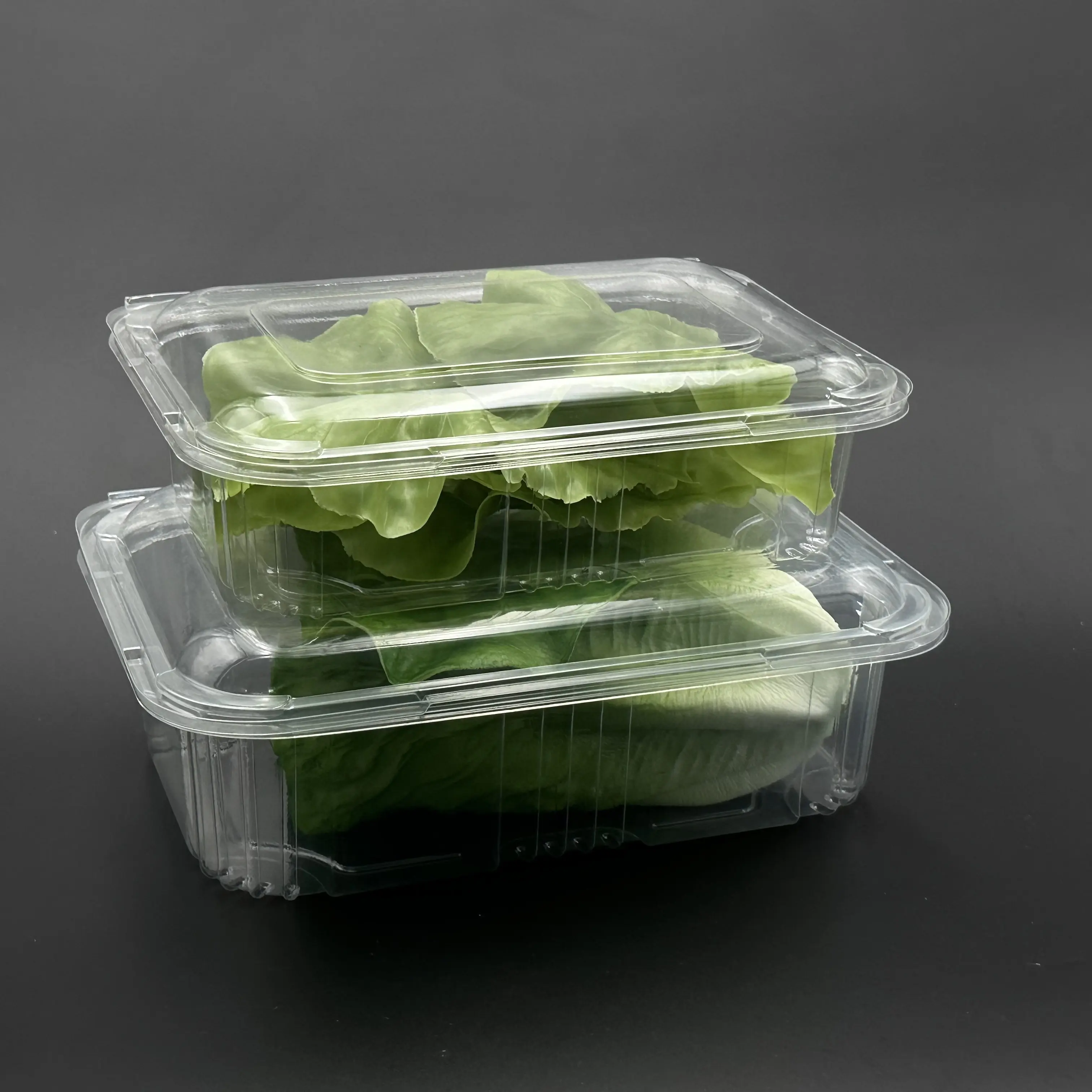 Marul ambalaj tek kullanımlık kapaklı plastik yiyecek kutusu