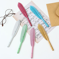 Stylo à plumes rétro coloré créatif avec logo personnalisé, stylo gel en plastique, encre noire pailletée 0,5 mm, pour le bureau et l'école