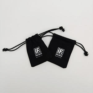 Pochette en toile biodégradable noire avec cordon de serrage, logo de marque de luxe, haute qualité, pour maquillage, sacs à main, bijoux, pochette en coton - Product Image 1