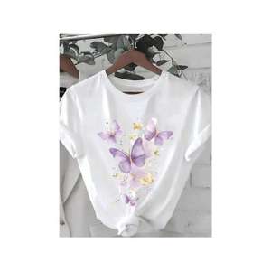 T-shirts en coton doux imprimés décontractés pour femmes et enfants, confortables, légers, respirants, à séchage rapide, parfaits pour tous les jours, printemps - Product Image 4