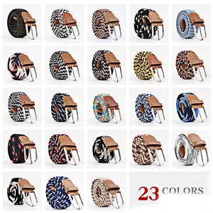 Femmes Casual Tricoté <span class=keywords><strong>Boucle</strong></span> Pin <span class=keywords><strong>Sans</strong></span> Trous Hommes <span class=keywords><strong>Ceinture</strong></span> Tissé Toile Élastique Extensible Tressé Ceintures Extensibles pour <span class=keywords><strong>Femme</strong></span> Jeans - Product Image 4