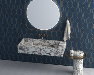 Lavabo en dalle de marbre blanc or Calacatta italien avec égouttoir <span class=keywords><strong>pour</strong></span> salle de bain et <span class=keywords><strong>cuisine</strong></span> RefineStone Modern Hotel - Product Image 3