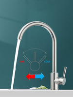 Robinet de cuisine monocommande en acier inoxydable 304, à eau chaude et froide, pour usage hôtelier moderne, vente en gros d'usine