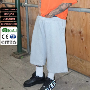 Custom Sweat <b>Shorts</b> French Terry Long Streetwear Baggy <b>3</b>/<b>4</b> Long Sweat <b>Shorts</b> - Product Image 1