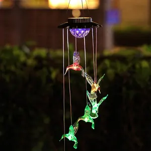 Wind Chime,solar lights chimes，butterfly wind chimes led/solar hummingbird  wind chime Outdoor decor,yard decorations solar light mobile,memorial wind