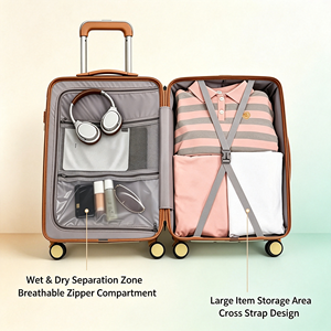 <span class=keywords><strong>Valise</strong></span> de voyage en similicuir personnalisée, durable, imperméable, avec roulettes silencieuses multidirectionnelles, pour <span class=keywords><strong>cabine</strong></span> - Product Image 3