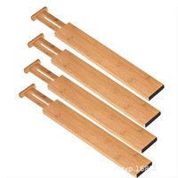 NFS Wholesale - Lot de 4 séparateurs rétractables en bois de bambou massif pour tiroirs de cuisine et étagères de rangement compactes
