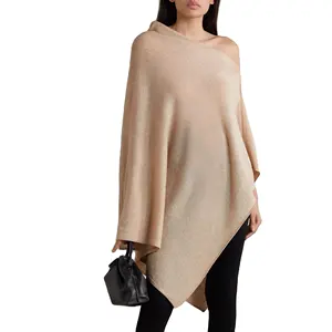 Manufacturer Customize Oversize Loose Design Champagne Knitting Cashmere Scarf Shawl For Ladies