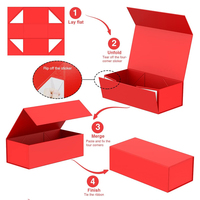 Boîte en papier magnétique pliable avec impression de logo personnalisée recyclable, boîte en carton rouge pour crème de soin de la peau, cosmétiques, emballage de luxe pour cadeaux
