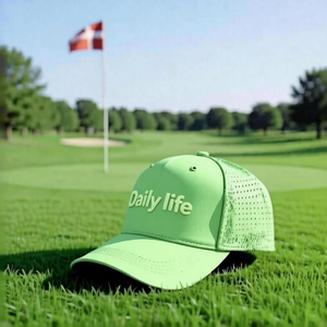 Casquette de golf marine personnalisée brodée, casquette de sport 5 panneaux avec visière incurvée et cordon, en tissu imperméable, style baseball - Product Image 3